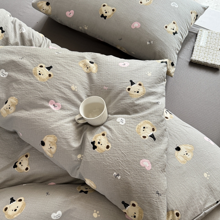 91家纺网 家纺一手货源 找家纺 韩巢家纺 2025新款云感提花双层纱单被套被套单件单品被套-（提供卖家秀） 奇妙小熊