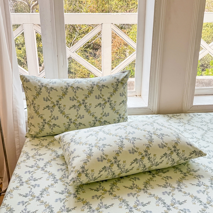 91家纺网 家纺一手货源 找家纺 韩巢家纺 2025新款全棉纯棉田园小清新花卉老粗布席子凉席夏季凉席席子床笠款床套 香颂