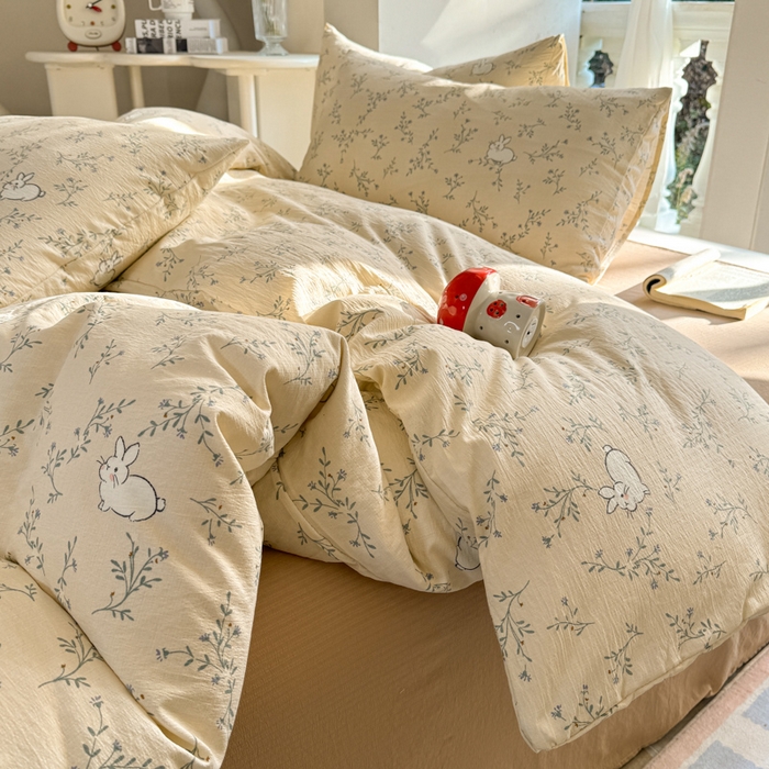 91家纺网 家纺一手货源 找家纺 韩巢家纺 2025新款云感提花双层纱单被套被套单件单品被套-（提供卖家秀） 森田野园