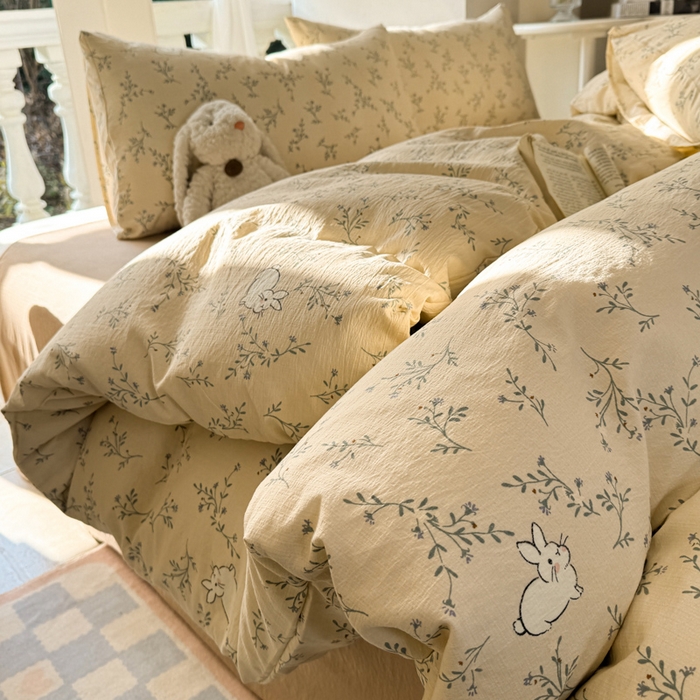 91家纺网 家纺一手货源 找家纺 韩巢家纺 2025新款云感提花双层纱单被套被套单件单品被套-（提供卖家秀） 森田野园