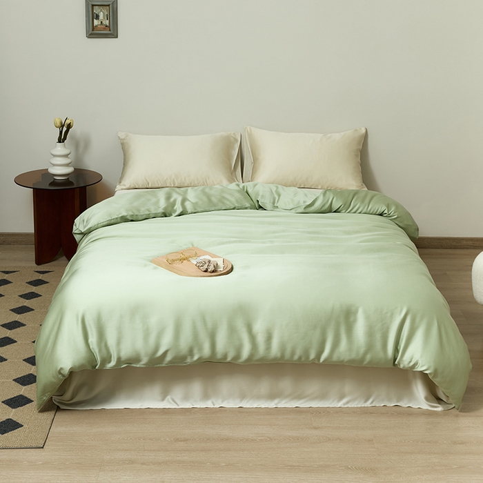 91家纺网 家纺一手货源 找家纺 咏绒家纺工厂店 2025新款60S奥地利兰精天丝轻奢系列-单被套（风格二） 嫩叶绿