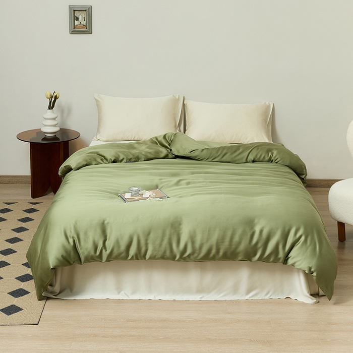 91家纺网 家纺一手货源 找家纺 咏绒家纺工厂店 2025新款60S奥地利兰精天丝轻奢系列-单被套（风格二） 欧芹绿