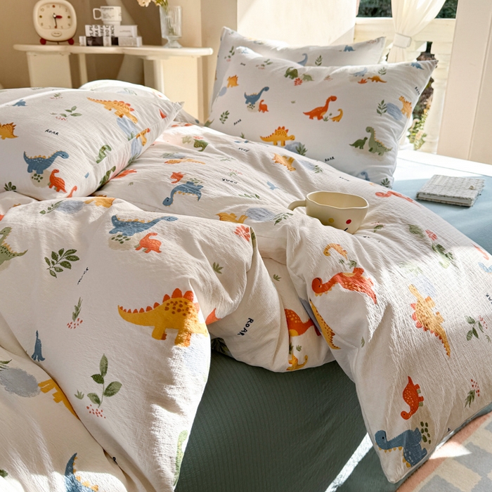 91家纺网 家纺一手货源 找家纺 韩巢家纺 2025新款云感提花双层纱单被套被套单件单品被套-（提供卖家秀） 树林小小龙