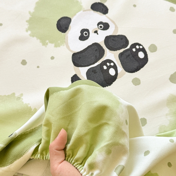 91家纺网 家纺一手货源 找家纺 韩巢家纺 2025新款全棉纯棉田园小清新花卉老粗布席子凉席夏季凉席席子床笠款床套 熊猫