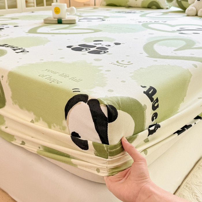 91家纺网 家纺一手货源 找家纺 韩巢家纺 2025新款全棉纯棉田园小清新花卉老粗布席子凉席夏季凉席席子床笠款床套 熊猫