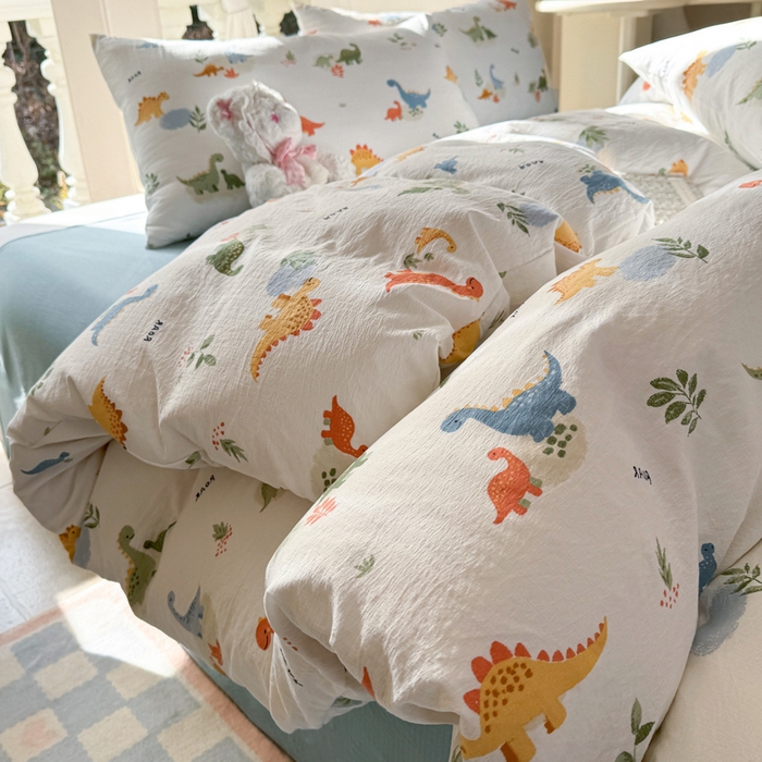 91家纺网 家纺一手货源 找家纺 韩巢家纺 2025新款云感提花双层纱单被套被套单件单品被套-（提供卖家秀） 树林小小龙