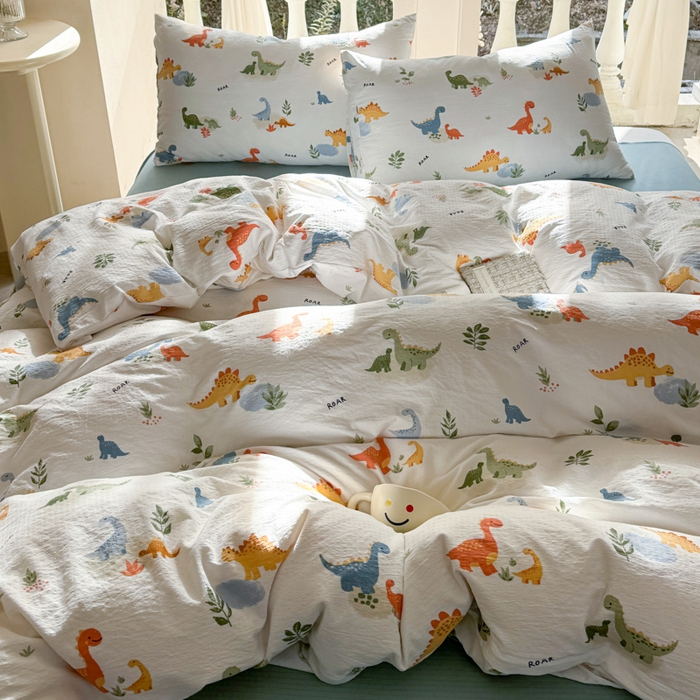 91家纺网 家纺一手货源 找家纺 韩巢家纺 2025新款云感提花双层纱单被套被套单件单品被套-（提供卖家秀） 树林小小龙