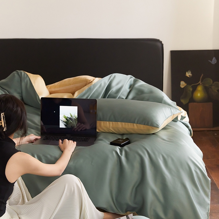 91家纺网 家纺一手货源 找家纺 （总）咏绒家纺工厂店 2025新款60S奥地利兰精天丝轻奢四件套系列（风格二）