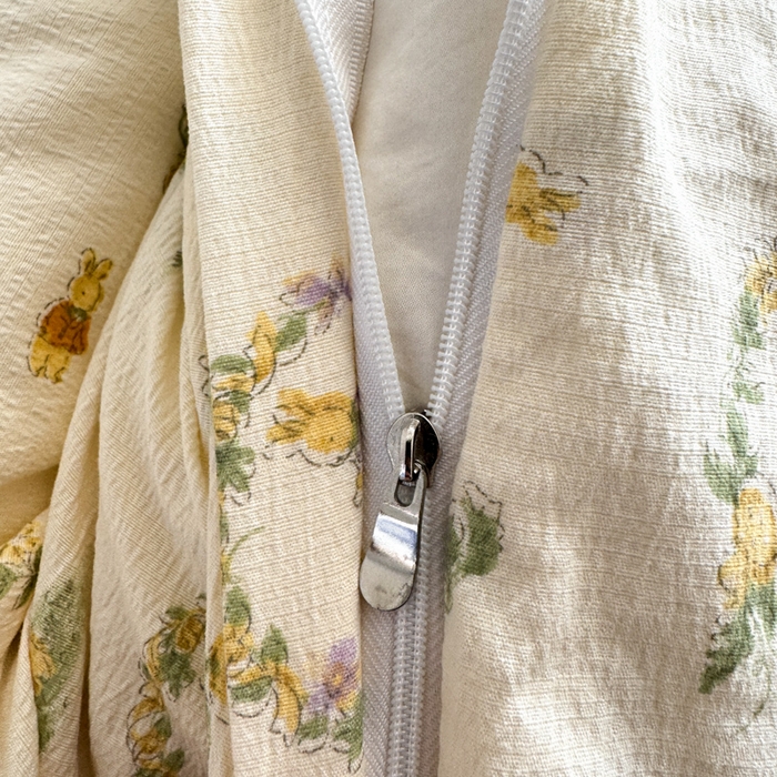 91家纺网 家纺一手货源 找家纺 韩巢家纺 2025新款云感提花双层纱单被套被套单件单品被套-（提供卖家秀） 兔子的欢喜