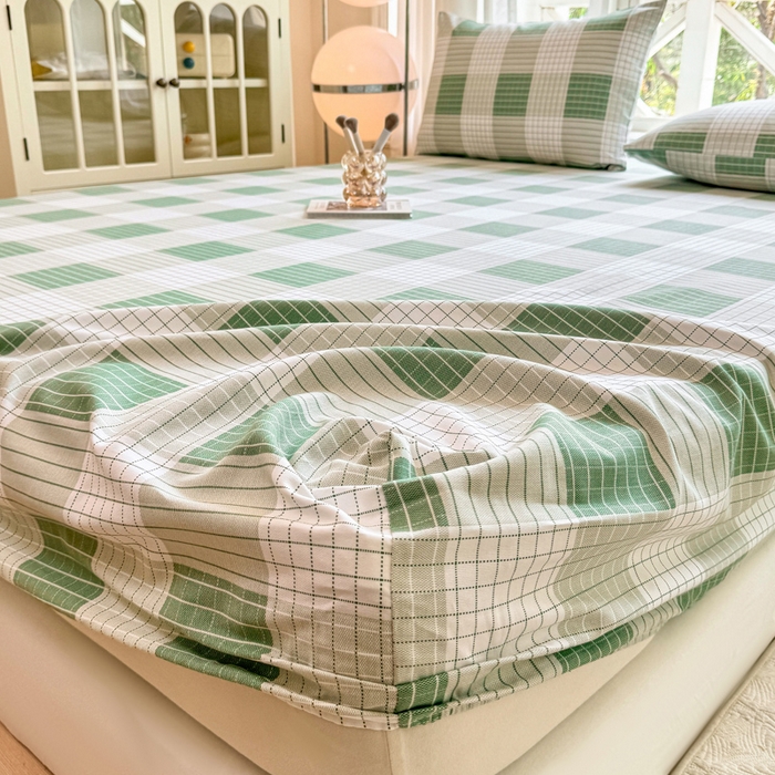 91家纺网 家纺一手货源 找家纺 韩巢家纺 2025新款全棉纯棉田园小清新花卉老粗布席子凉席夏季凉席席子床笠款床套 休闲生活-绿