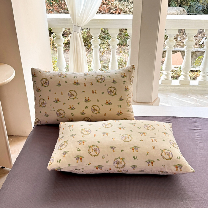 91家纺网 家纺一手货源 找家纺 韩巢家纺 2025新款云感提花双层纱单被套被套单件单品被套-（提供卖家秀） 兔子的欢喜