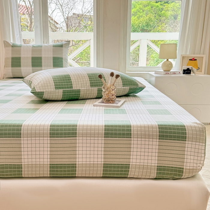 91家纺网 家纺一手货源 找家纺 韩巢家纺 2025新款全棉纯棉田园小清新花卉老粗布席子凉席夏季凉席席子床笠款床套 休闲生活-绿