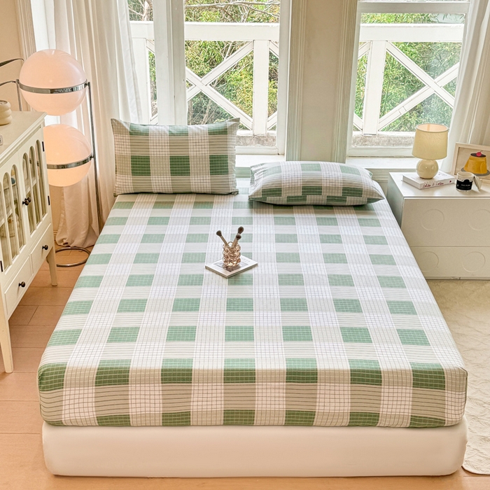 91家纺网 家纺一手货源 找家纺 韩巢家纺 2025新款全棉纯棉田园小清新花卉老粗布席子凉席夏季凉席席子床笠款床套 休闲生活-绿