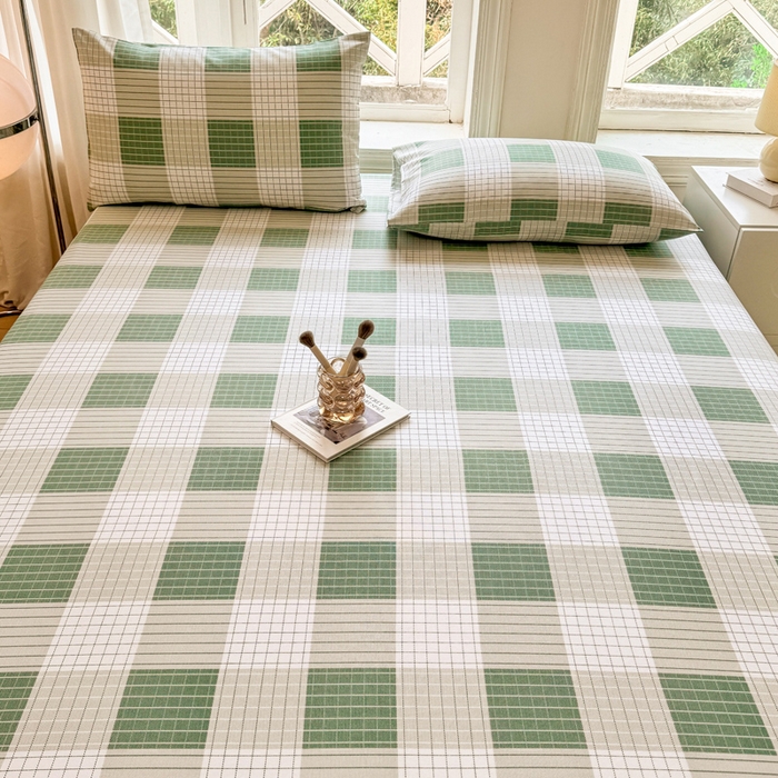 91家纺网 家纺一手货源 找家纺 韩巢家纺 2025新款全棉纯棉田园小清新花卉老粗布席子凉席夏季凉席席子床笠款床套 休闲生活-绿