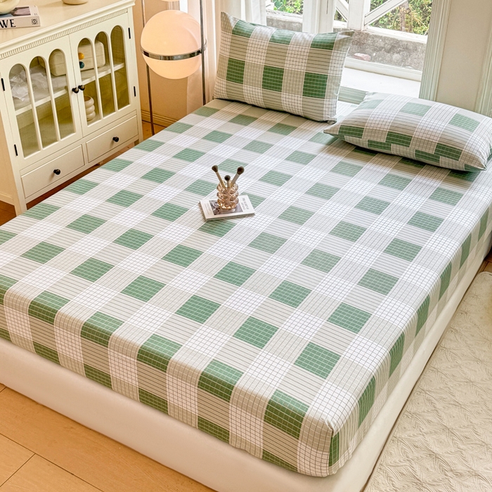 91家纺网 家纺一手货源 找家纺 韩巢家纺 2025新款全棉纯棉田园小清新花卉老粗布席子凉席夏季凉席席子床笠款床套 休闲生活-绿