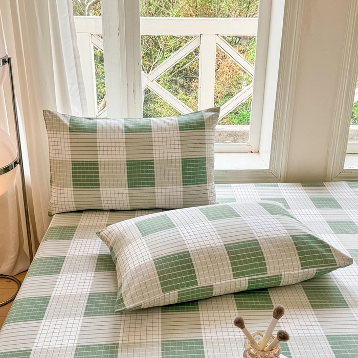 91家纺网 家纺一手货源 找家纺 韩巢家纺 2025新款全棉纯棉田园小清新花卉老粗布席子凉席夏季凉席席子床笠款床套 休闲生活-绿