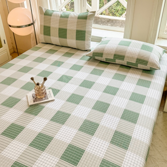 91家纺网 家纺一手货源 找家纺 韩巢家纺 2025新款全棉纯棉田园小清新花卉老粗布席子凉席夏季凉席席子床笠款床套 休闲生活-绿