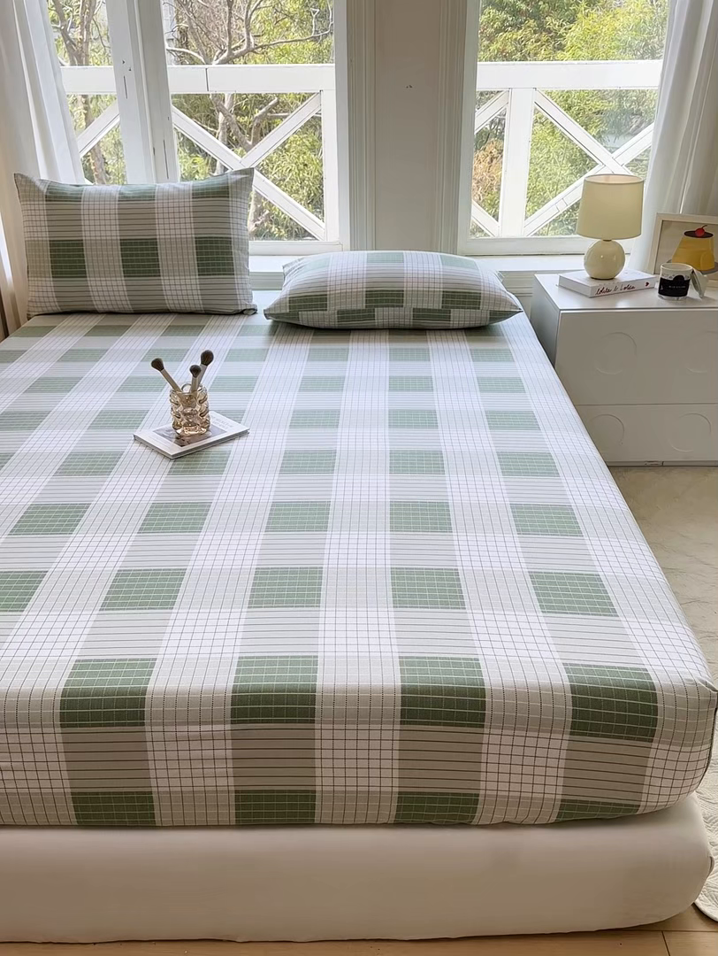 91家纺网 家纺一手货源 找家纺 韩巢家纺 2025新款全棉纯棉田园小清新花卉老粗布席子凉席夏季凉席席子床笠款床套 休闲生活-绿