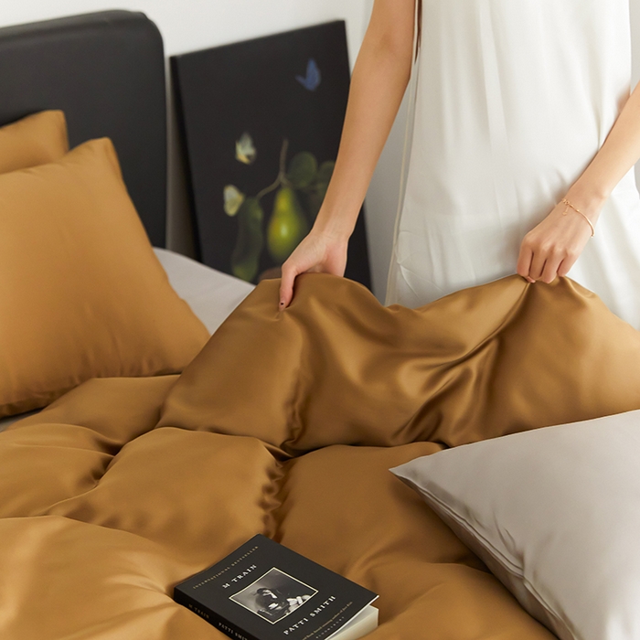 91家纺网 家纺一手货源 找家纺 咏绒家纺工厂店 2025新款60S奥地利兰精天丝轻奢四件套系列（风格二） 敦煌色-曙光银