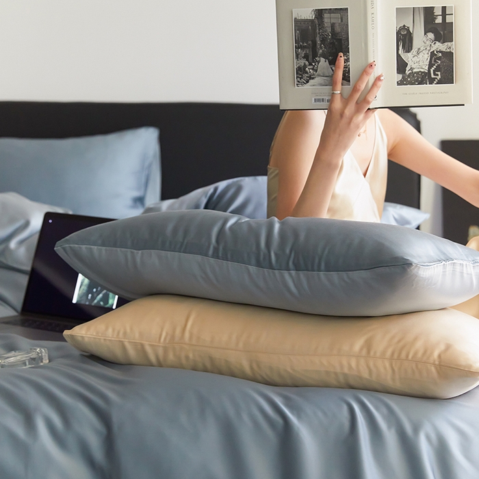 91家纺网 家纺一手货源 找家纺 咏绒家纺工厂店 2025新款60S奥地利兰精天丝轻奢四件套系列（风格二） 灰蓝色-冰川灰