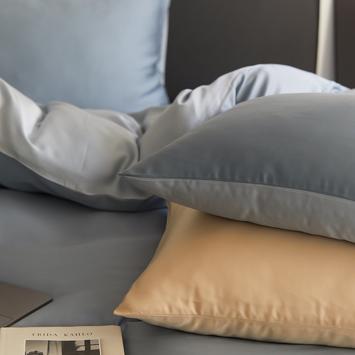 91家纺网 家纺一手货源 找家纺 咏绒家纺工厂店 2025新款60S奥地利兰精天丝轻奢四件套系列（风格二） 灰蓝色-冰川灰