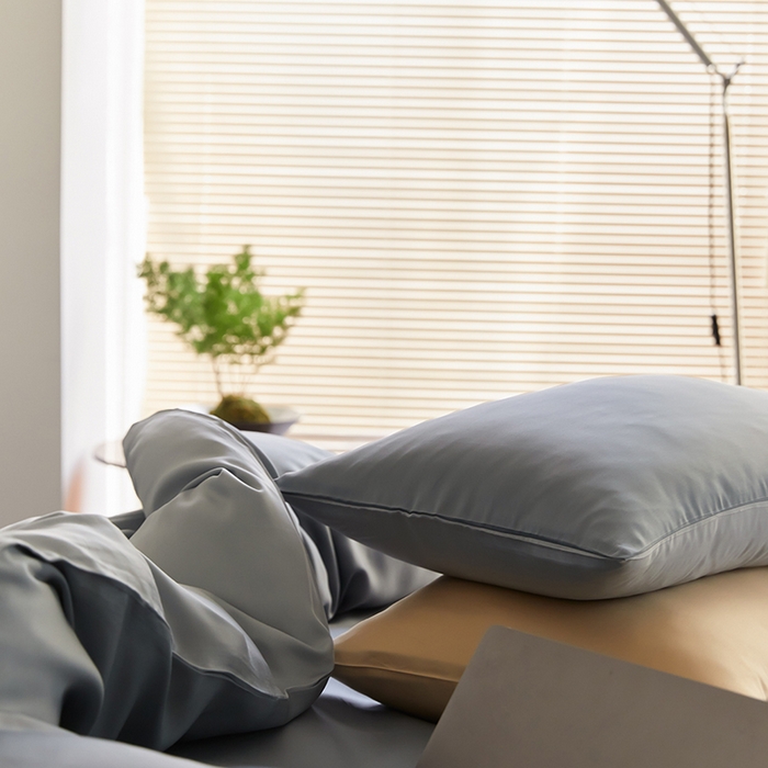 91家纺网 家纺一手货源 找家纺 咏绒家纺工厂店 2025新款60S奥地利兰精天丝轻奢四件套系列（风格二） 灰蓝色-冰川灰