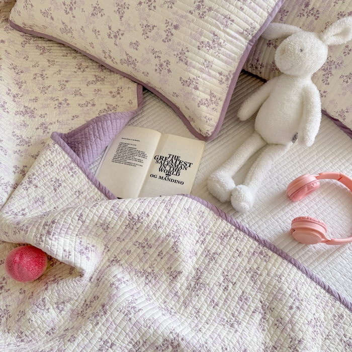 91家纺网 家纺一手货源 找家纺 茉夕家纺 2025新款新疆棉花水洗床盖 春风里-紫