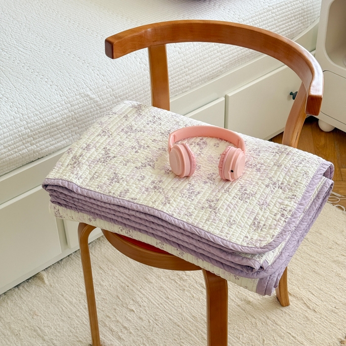 91家纺网 家纺一手货源 找家纺 茉夕家纺 2025新款新疆棉花水洗床盖 春风里-紫