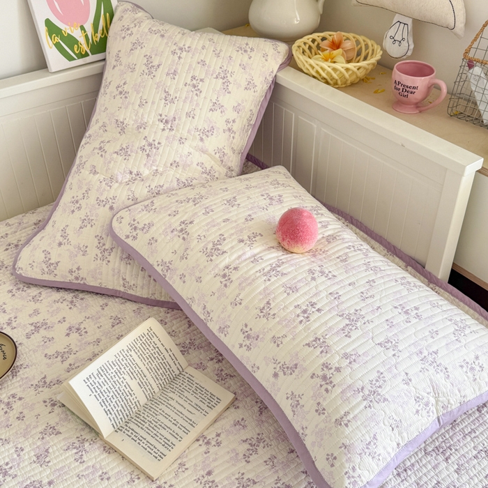 91家纺网 家纺一手货源 找家纺 茉夕家纺 2025新款新疆棉花水洗床盖 春风里-紫