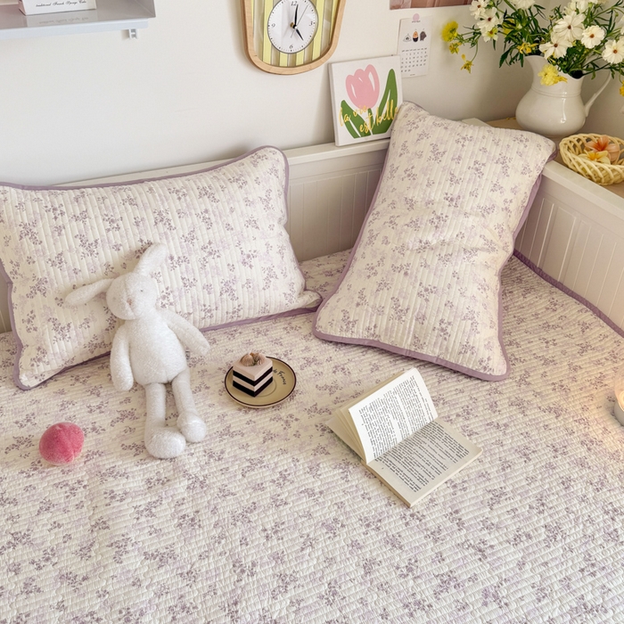 91家纺网 家纺一手货源 找家纺 茉夕家纺 2025新款新疆棉花水洗床盖 春风里-紫