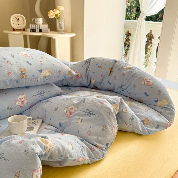 91家纺网 家纺一手货源 找家纺 韩巢家纺 2025新款云感提花双层纱单被套被套单件单品被套-（提供卖家秀） 小猫时光篮