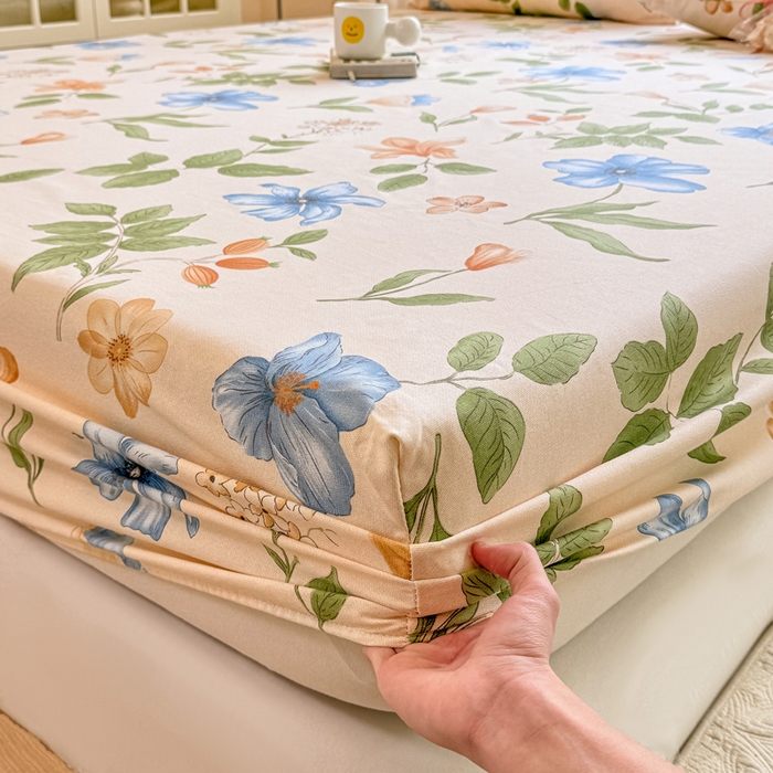 91家纺网 家纺一手货源 找家纺 韩巢家纺 2025新款全棉纯棉田园小清新花卉老粗布席子凉席夏季凉席席子床笠款床套 依恋