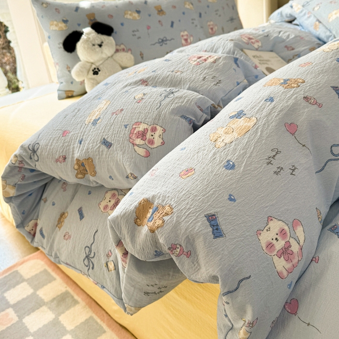 91家纺网 家纺一手货源 找家纺 韩巢家纺 2025新款云感提花双层纱单被套被套单件单品被套-（提供卖家秀） 小猫时光篮