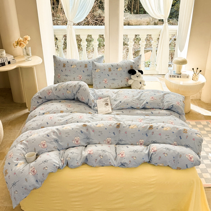 91家纺网 家纺一手货源 找家纺 韩巢家纺 2025新款云感提花双层纱单被套被套单件单品被套-（提供卖家秀） 小猫时光篮