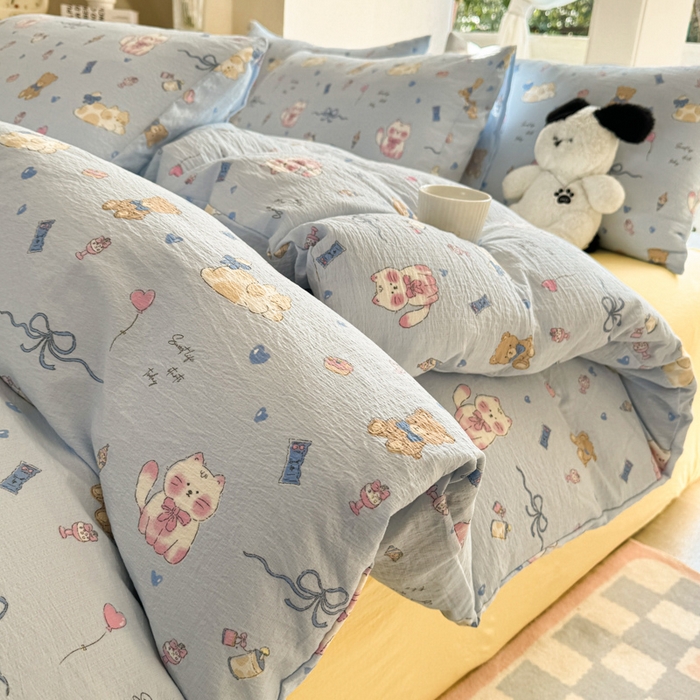 91家纺网 家纺一手货源 找家纺 韩巢家纺 2025新款云感提花双层纱单被套被套单件单品被套-（提供卖家秀） 小猫时光篮