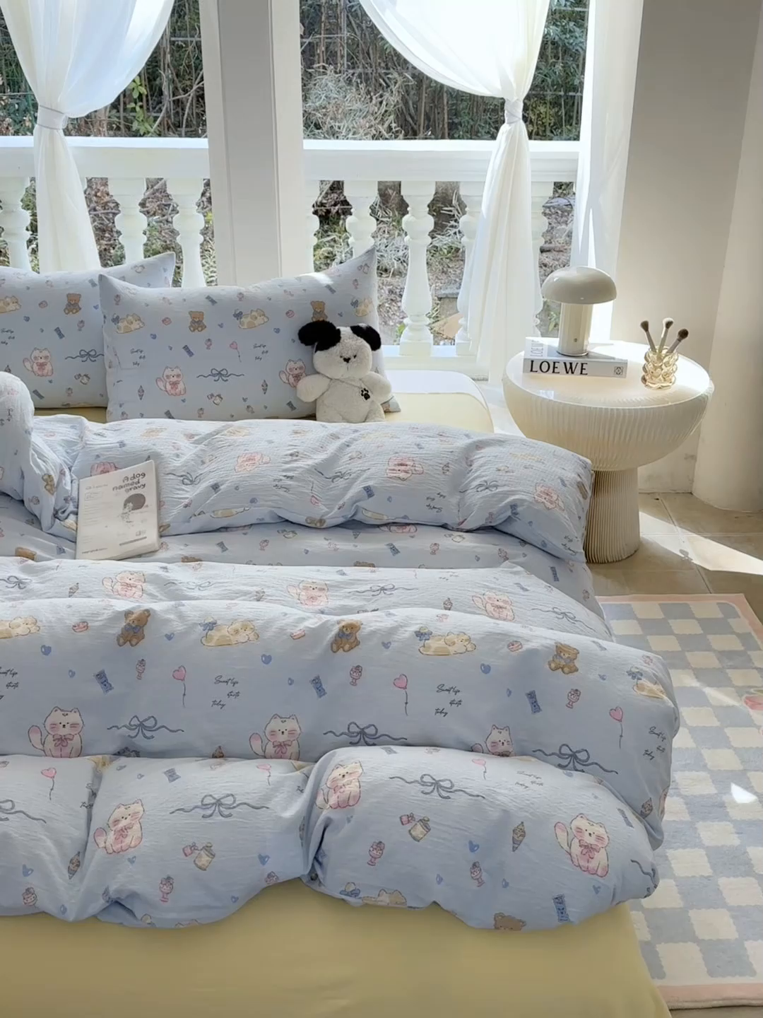 91家纺网 家纺一手货源 找家纺 韩巢家纺 2025新款云感提花双层纱单被套被套单件单品被套-（提供卖家秀） 小猫时光篮