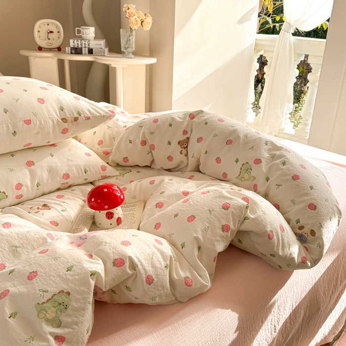 91家纺网 家纺一手货源 找家纺 韩巢家纺 2025新款云感提花双层纱单被套被套单件单品被套-（提供卖家秀） 邮一颗草莓