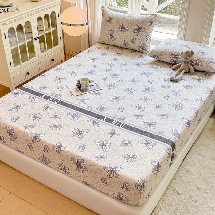 91家纺网 家纺一手货源 找家纺 韩巢家纺 2025新款全棉纯棉田园小清新花卉老粗布席子凉席夏季凉席席子床笠款床套 约定