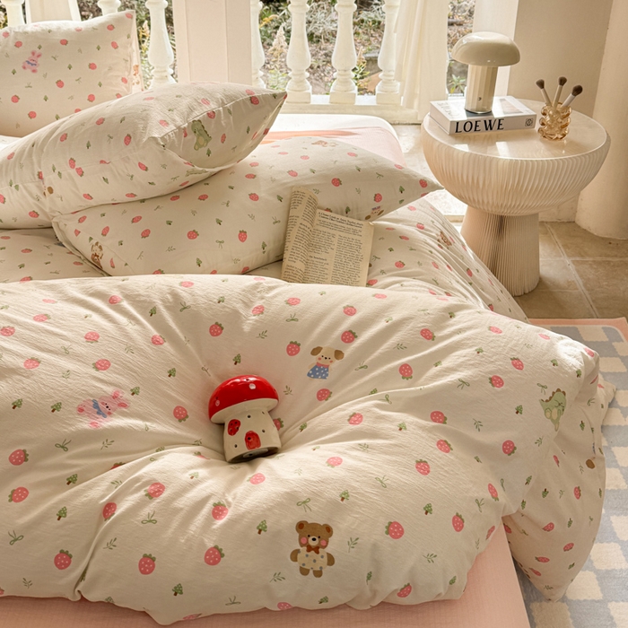 91家纺网 家纺一手货源 找家纺 韩巢家纺 2025新款云感提花双层纱单被套被套单件单品被套-（提供卖家秀） 邮一颗草莓