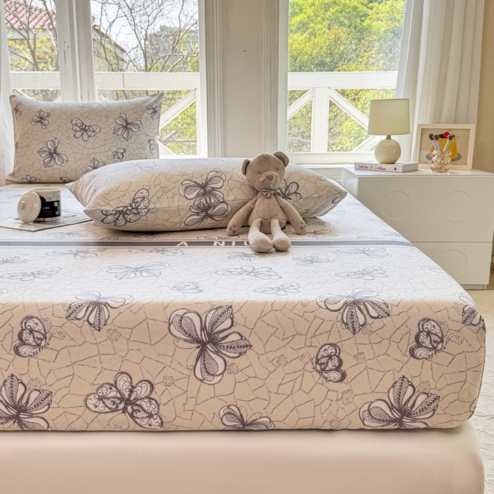 91家纺网 家纺一手货源 找家纺 韩巢家纺 2025新款全棉纯棉田园小清新花卉老粗布席子凉席夏季凉席席子床笠款床套 约定