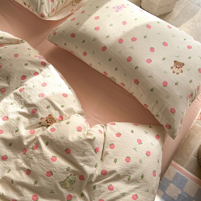 91家纺网 家纺一手货源 找家纺 韩巢家纺 2025新款云感提花双层纱单被套被套单件单品被套-（提供卖家秀） 邮一颗草莓