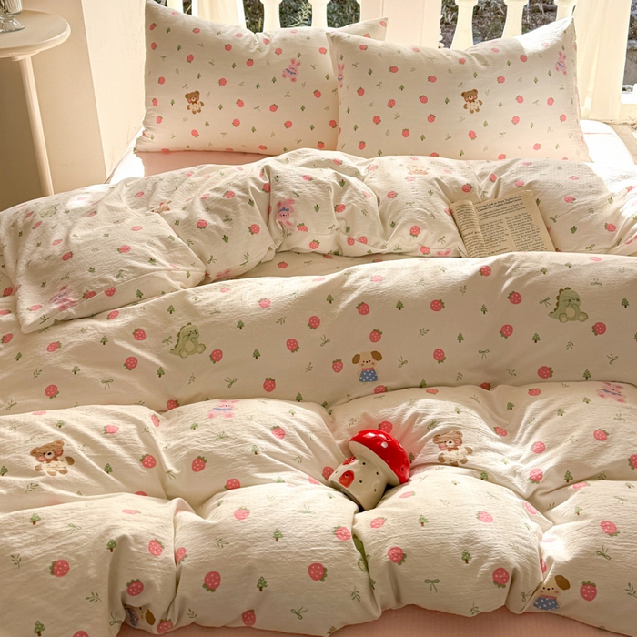 91家纺网 家纺一手货源 找家纺 韩巢家纺 2025新款云感提花双层纱单被套被套单件单品被套-（提供卖家秀） 邮一颗草莓