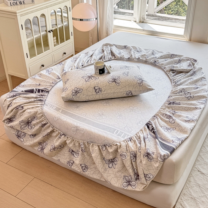 91家纺网 家纺一手货源 找家纺 韩巢家纺 2025新款全棉纯棉田园小清新花卉老粗布席子凉席夏季凉席席子床笠款床套 约定