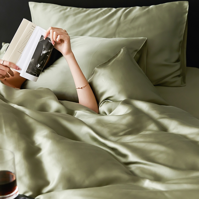 91家纺网 家纺一手货源 找家纺 咏绒家纺工厂店 2025新款60S奥地利兰精天丝轻奢四件套系列（风格二） 欧芹绿