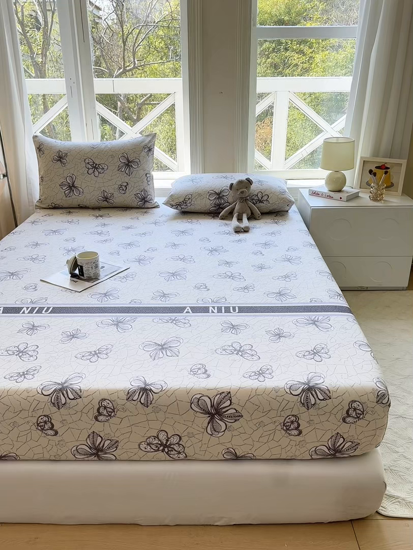 91家纺网 家纺一手货源 找家纺 韩巢家纺 2025新款全棉纯棉田园小清新花卉老粗布席子凉席夏季凉席席子床笠款床套 约定