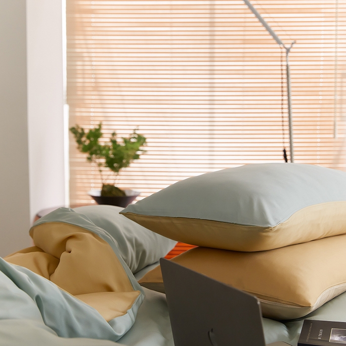 91家纺网 家纺一手货源 找家纺 咏绒家纺工厂店 2025新款60S奥地利兰精天丝轻奢四件套系列（风格二） 浅艾绿-香槟金