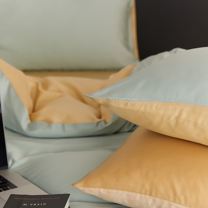 91家纺网 家纺一手货源 找家纺 咏绒家纺工厂店 2025新款60S奥地利兰精天丝轻奢四件套系列（风格二） 浅艾绿-香槟金