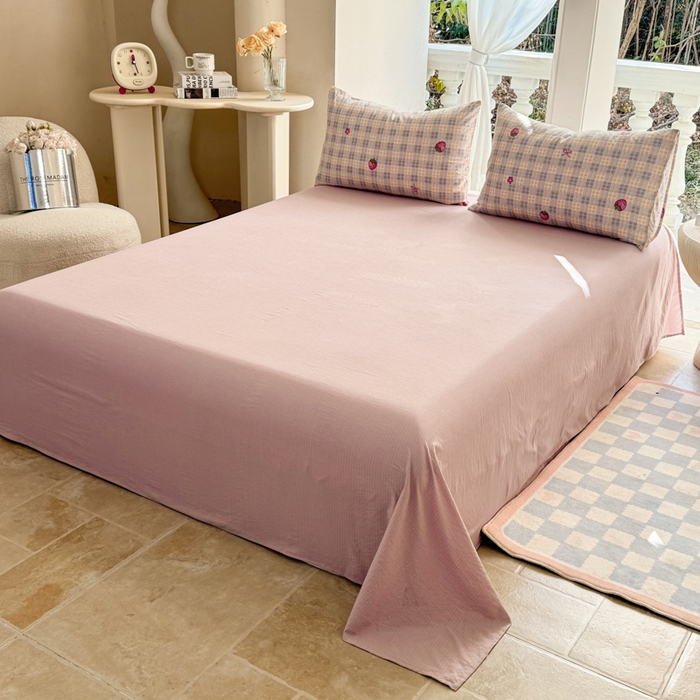 91家纺网 家纺一手货源 找家纺 韩巢家纺 2025新款云感提花双层纱单被套被套单件单品被套-（提供卖家秀） 有草莓的地方