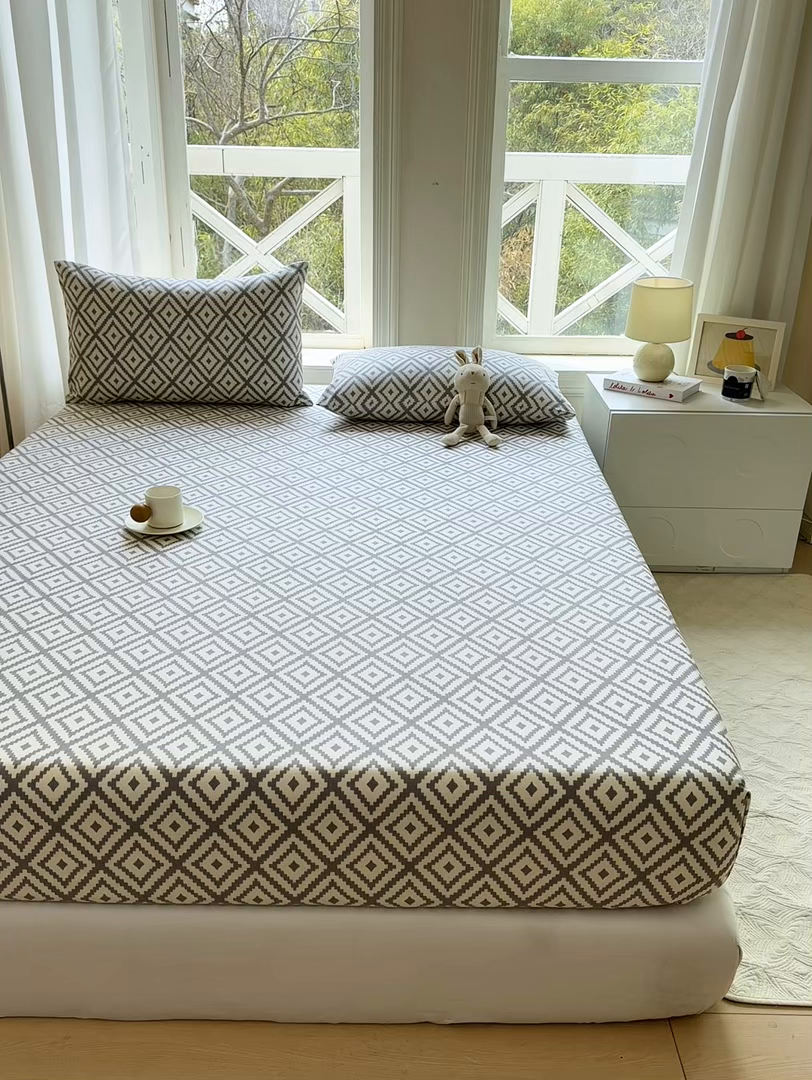 91家纺网 家纺一手货源 找家纺 韩巢家纺 2025新款全棉纯棉田园小清新花卉老粗布席子凉席夏季凉席席子床笠款床套 致青春