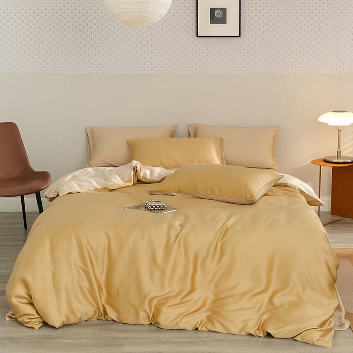 91家纺网 家纺一手货源 找家纺 咏绒家纺工厂店 2025新款60S奥地利兰精天丝轻奢系列（风格三） 芝士黄-沙茶色